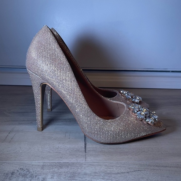 Headover Heals by Dune - Golden Sparkle High Heels - Wedding Shoes - Picture 5 of 10